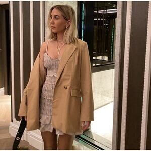 Charlie Holiday Dune Tan Double Breasted Blazer Size 8